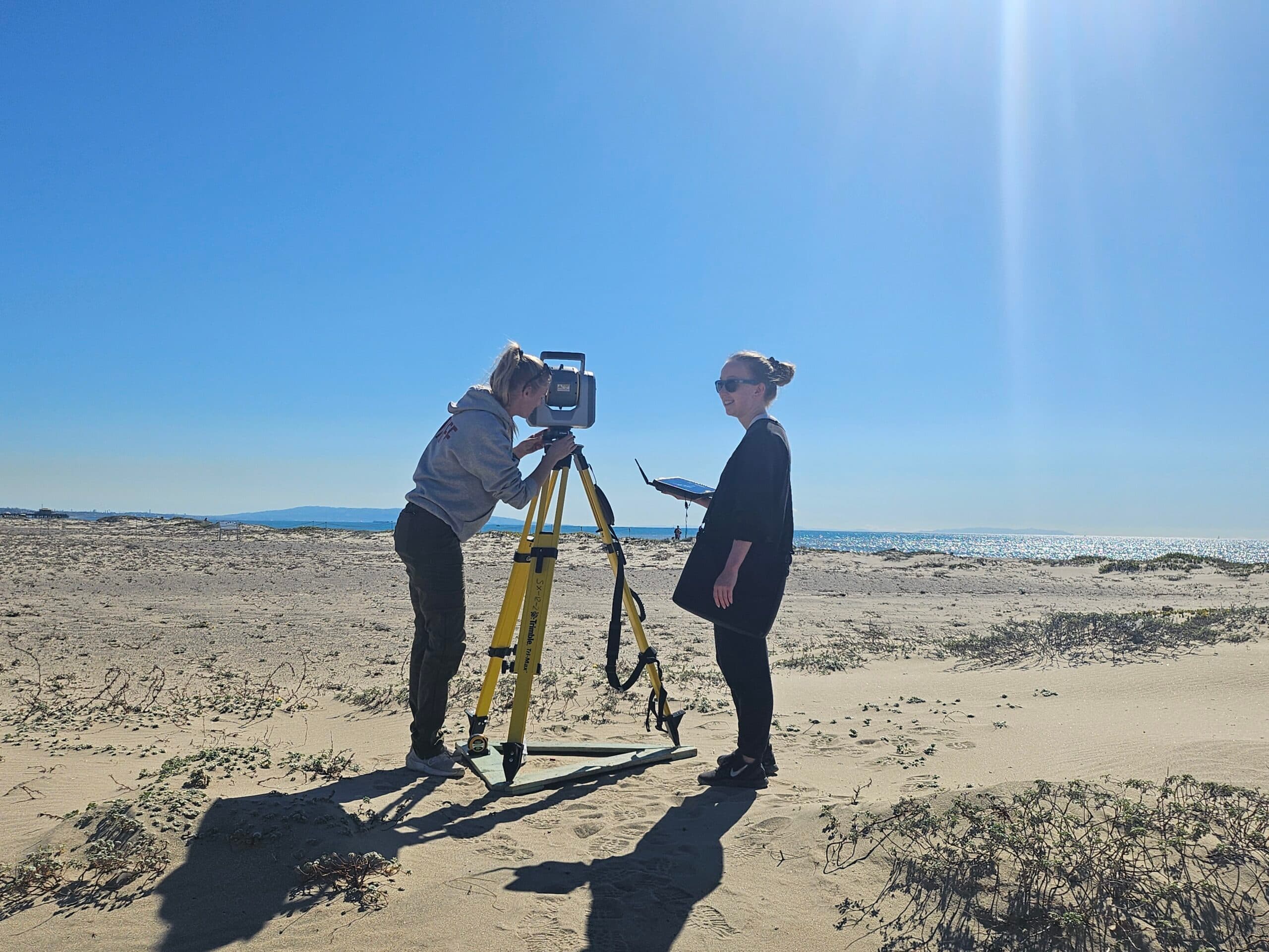TBF and interns conducting routine monitoring Trimble scans and maintenance checks on the dunes. 