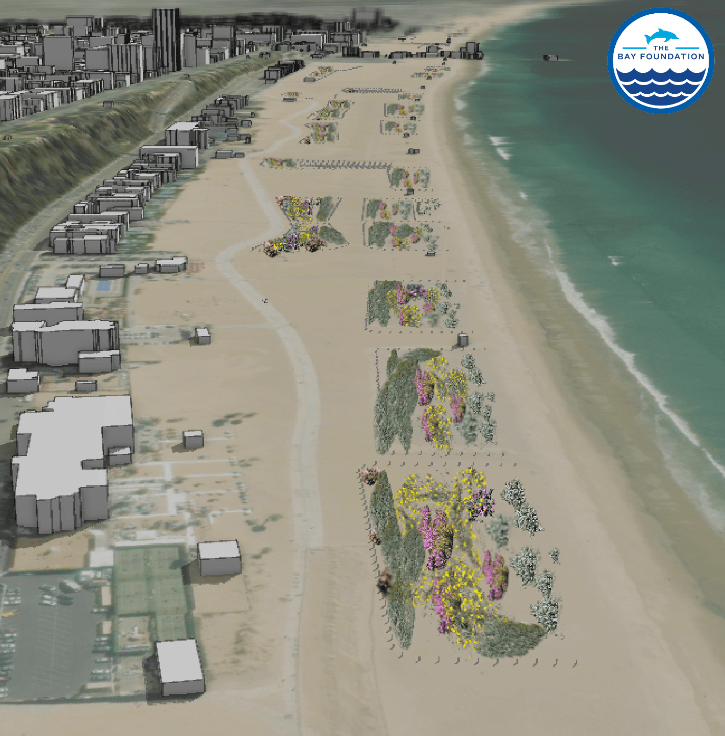 Graphical aerial north of the pier