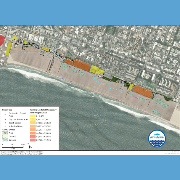 Santa Monica Beach Dunes map February 2026 displaying polygons along the shore