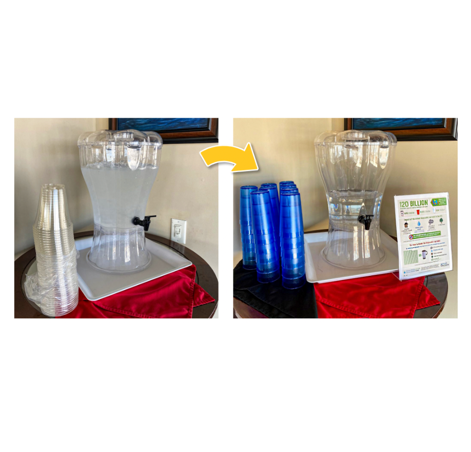 Before and after shot from disposable cups to reusable cups
